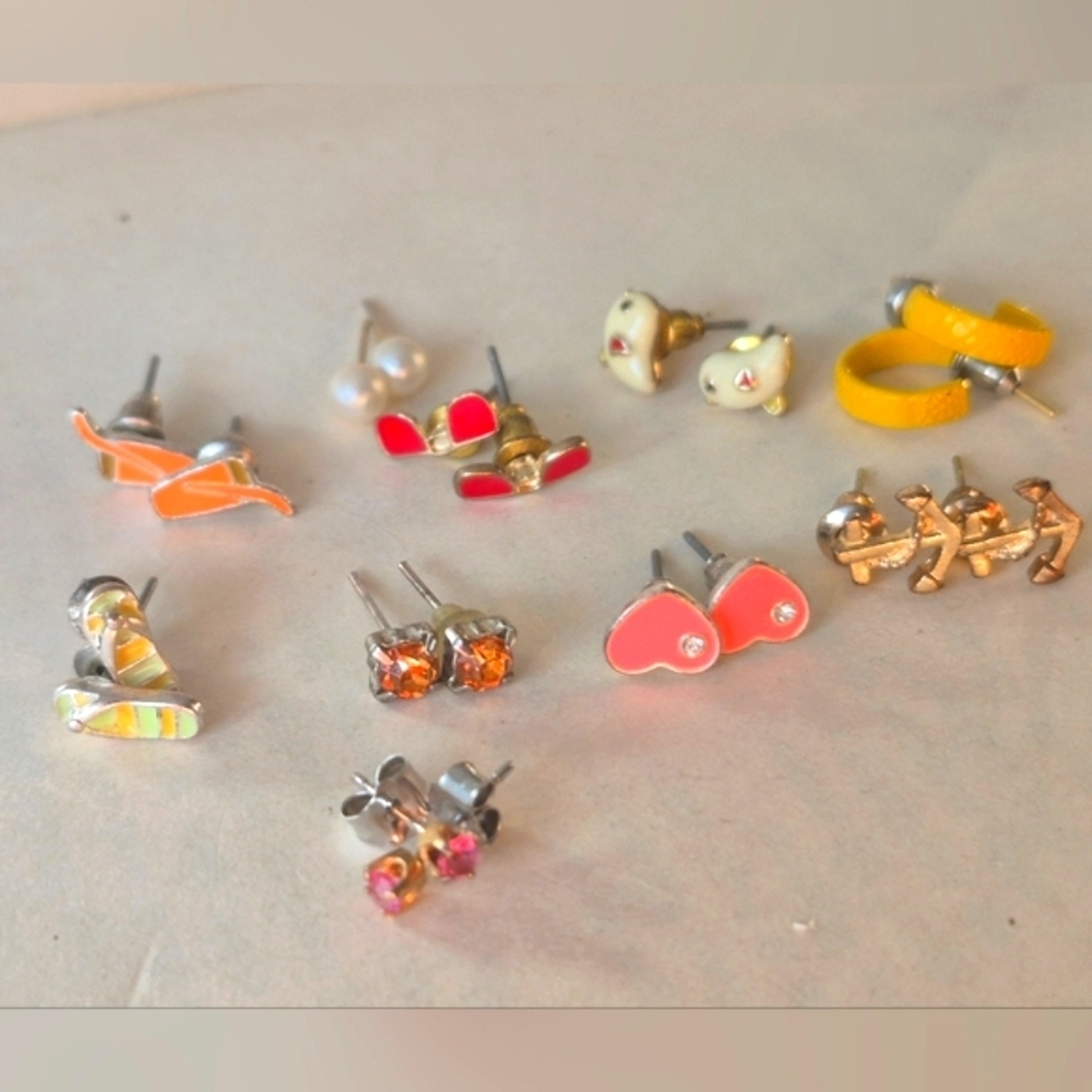 10 Pairs Of Cute Studs Colorful Kids Earring Set